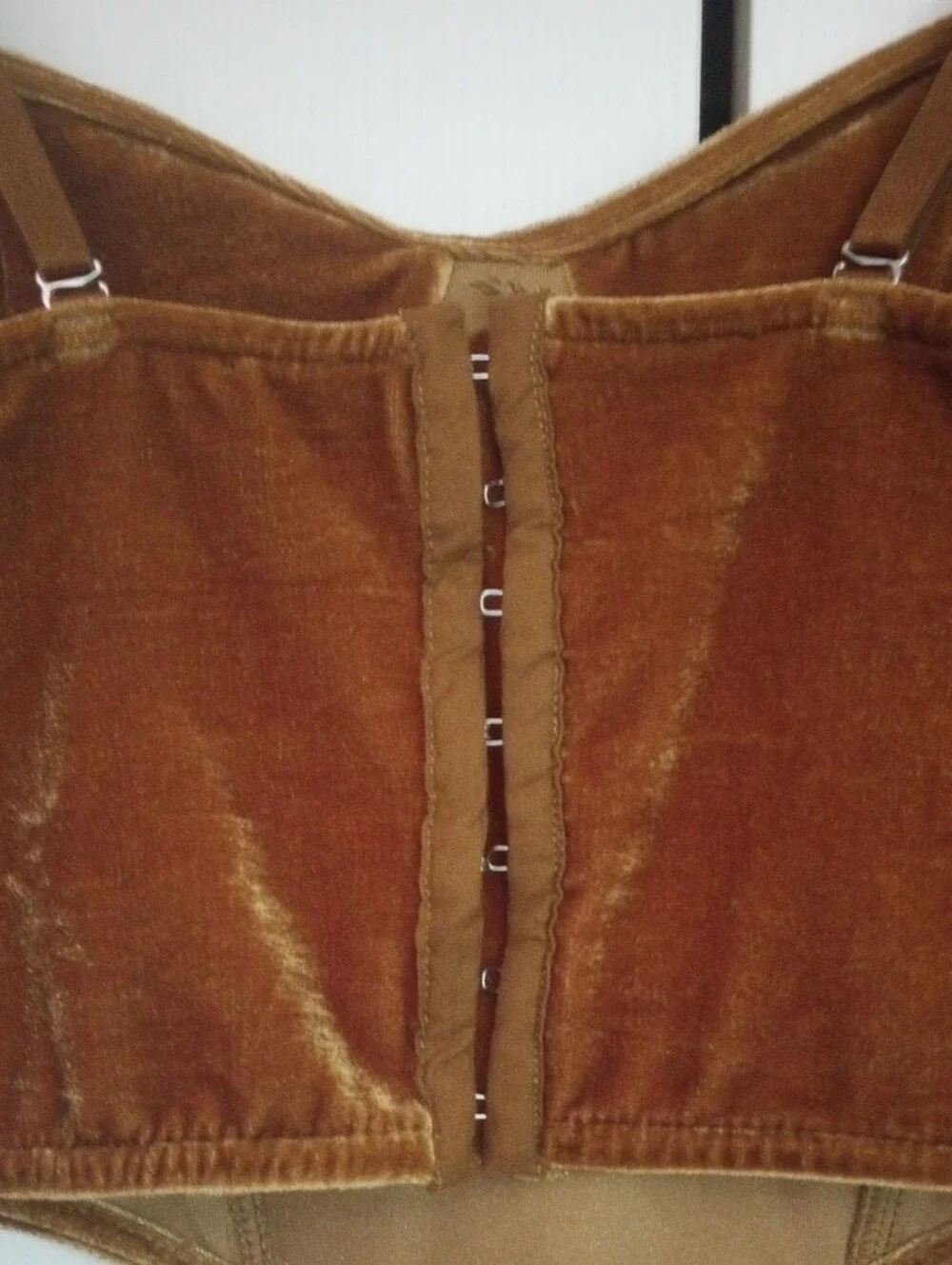 Forever 21 Gold Brown Velvet Sleeveless Corset Crop Top Rhinestone Buttons S